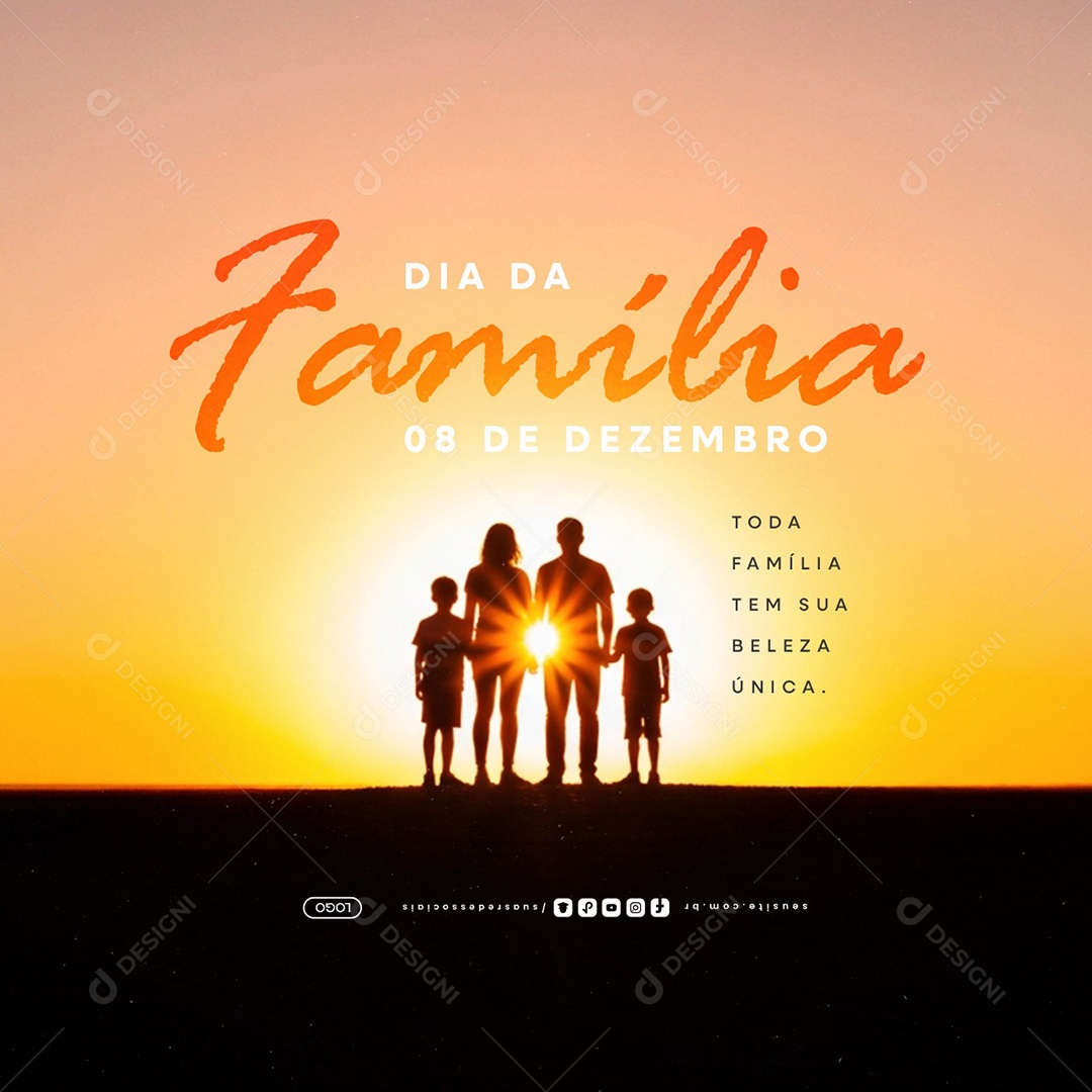 Dia da Família 08 de Dezembro Toda Família Tem Sua Beleza Única Social Media PSD Editável