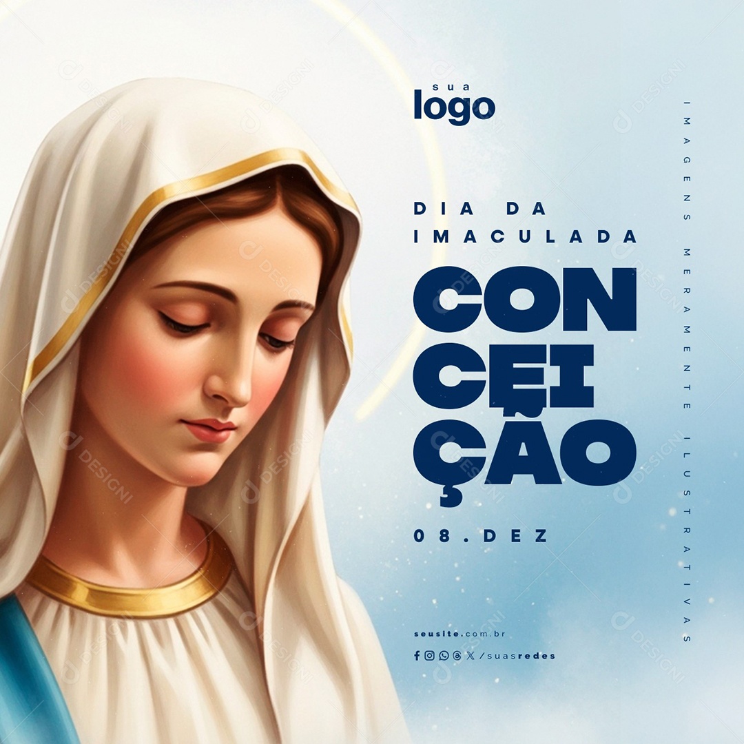 Dia da Imaculada Conceição 08 de Dezembro Social Media PSD Editável