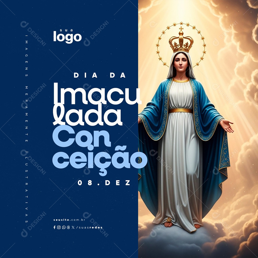 Dia da Imaculada Conceição 08 de Dezembro Social Media PSD Editável