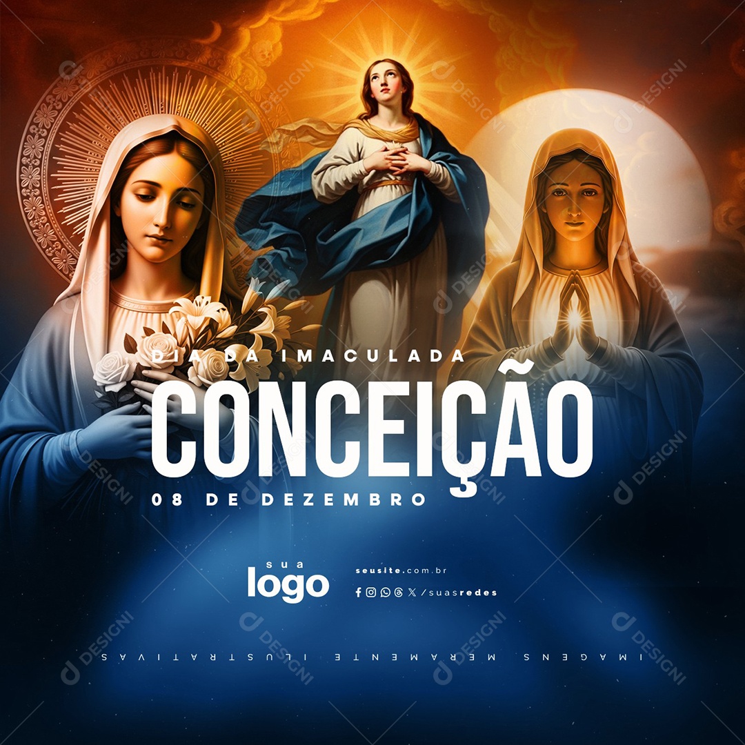 Dia da Imaculada Conceição 08 de Dezembro Social Media PSD Editável