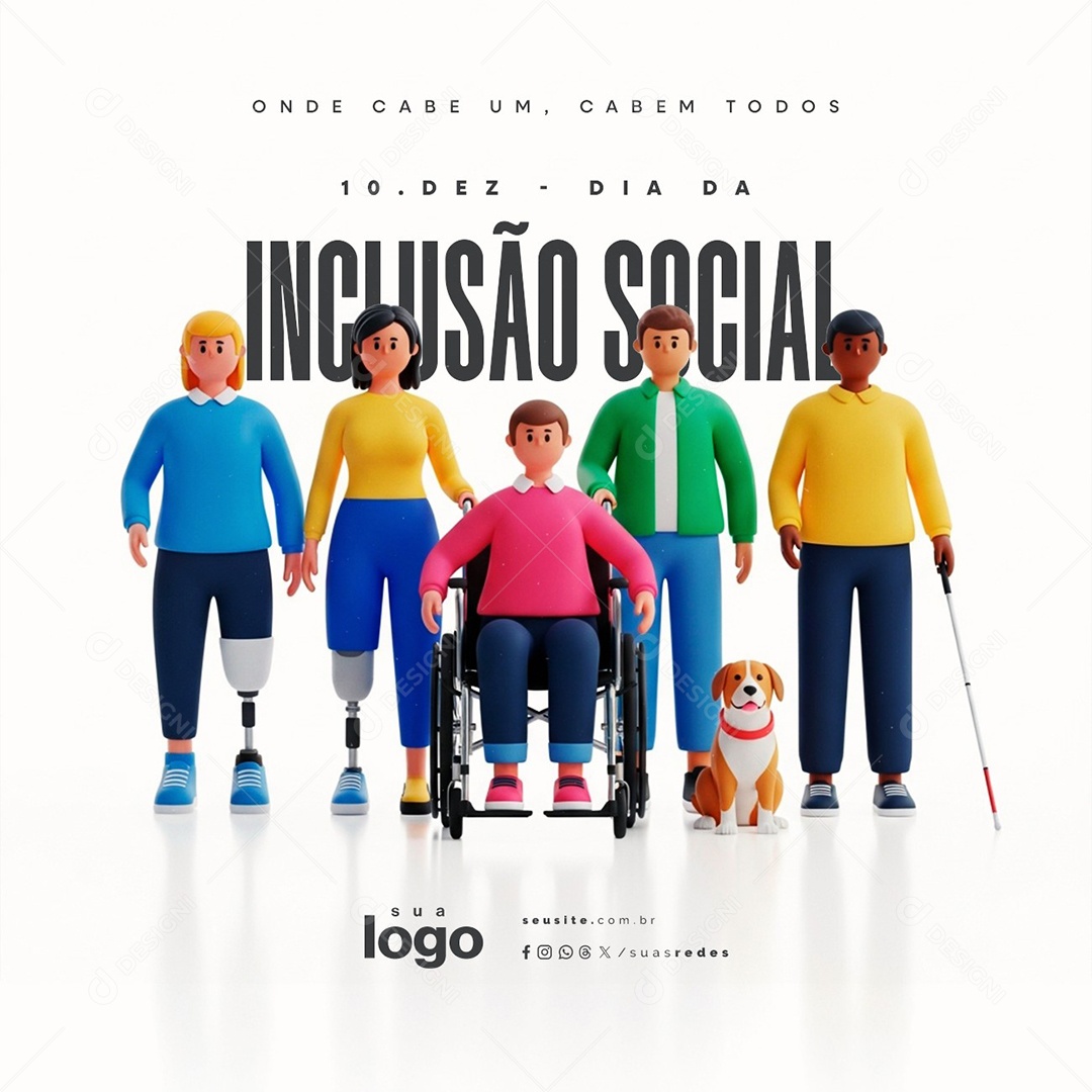 Dia da Inclusão Social 10 de Dezembro Social Media PSD Editável
