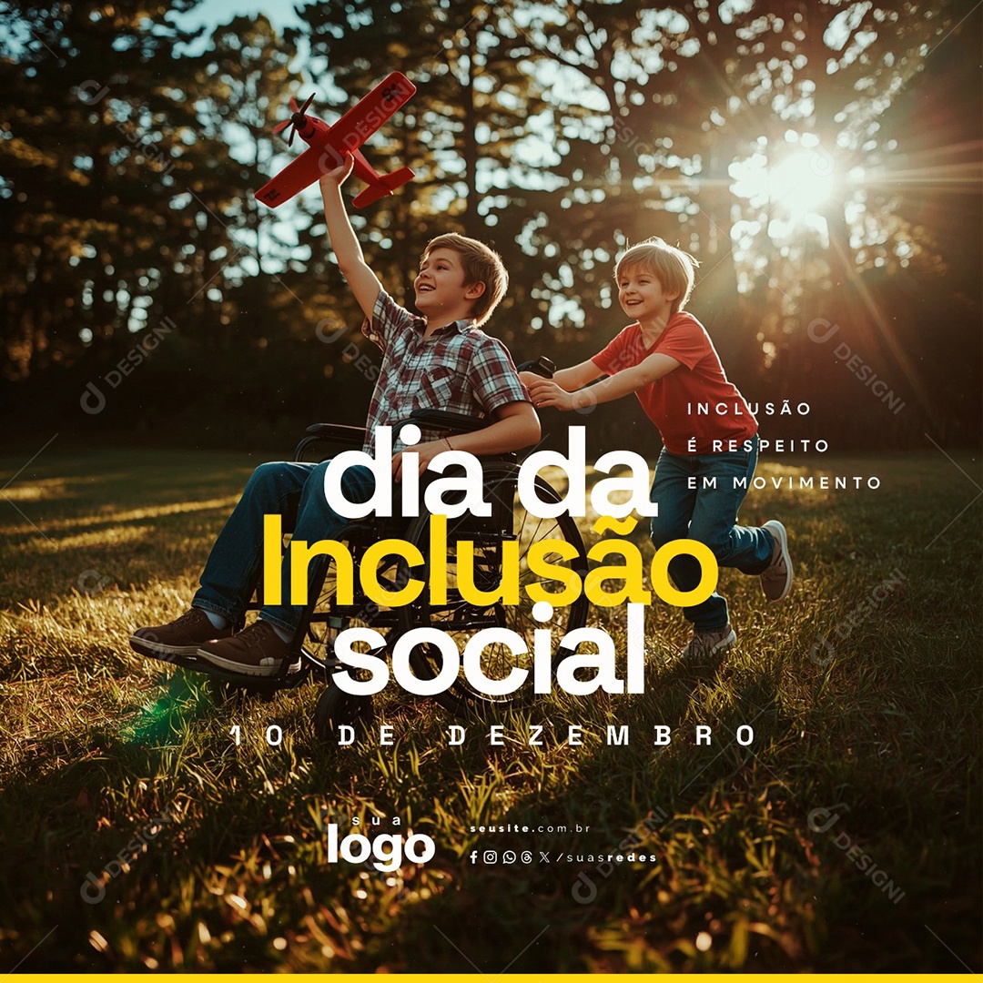 Dia da Inclusão Social 10 de Dezembro Inclusão é Respeito Social Media PSD Editável