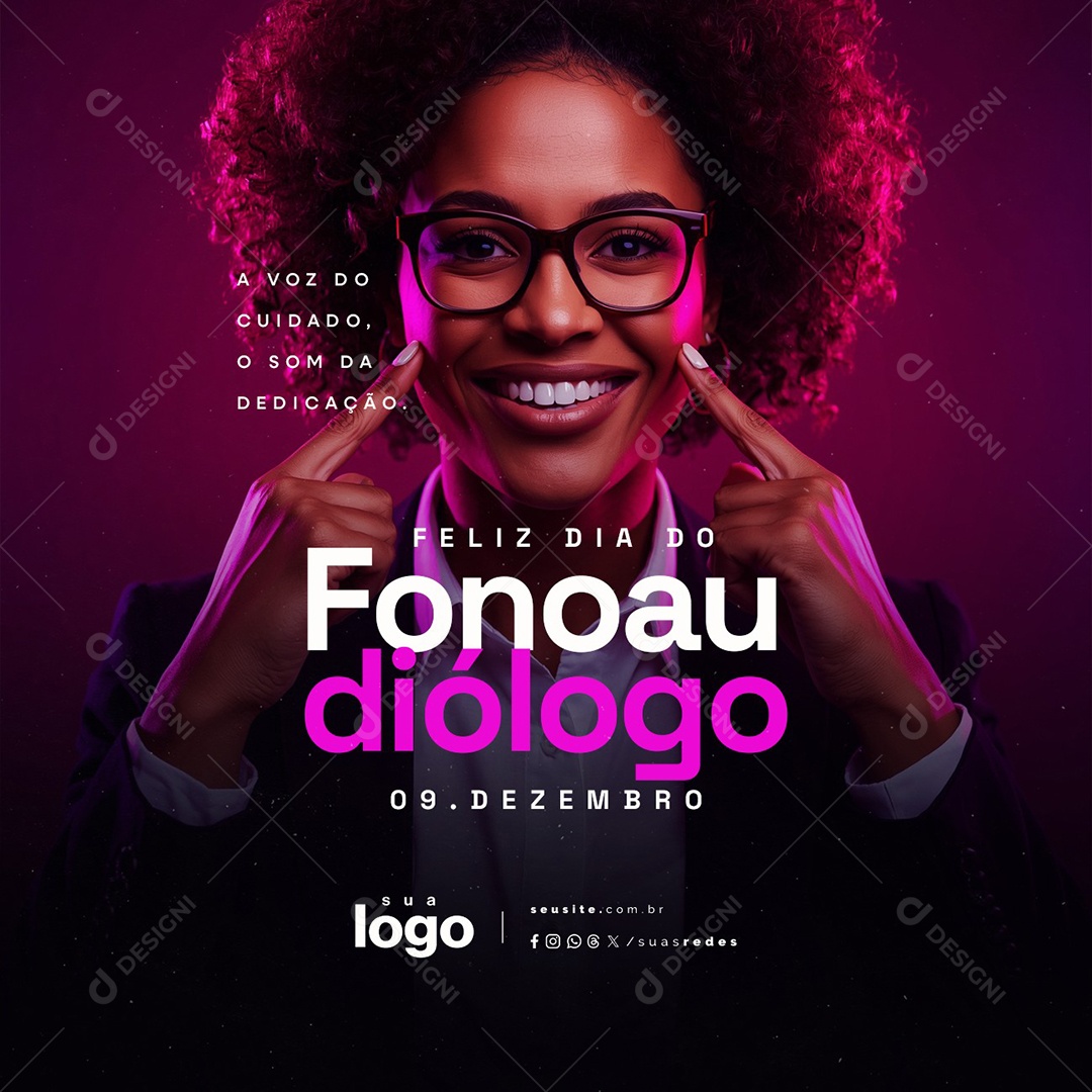 Feliz Dia do Fonoaudiólogo 09 de Dezembro a Voz do Cuidado Social Media PSD Editável