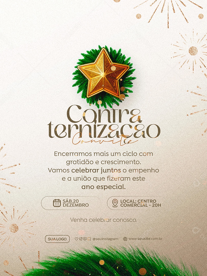 Convite de Confraternização Social Media PSD Editável