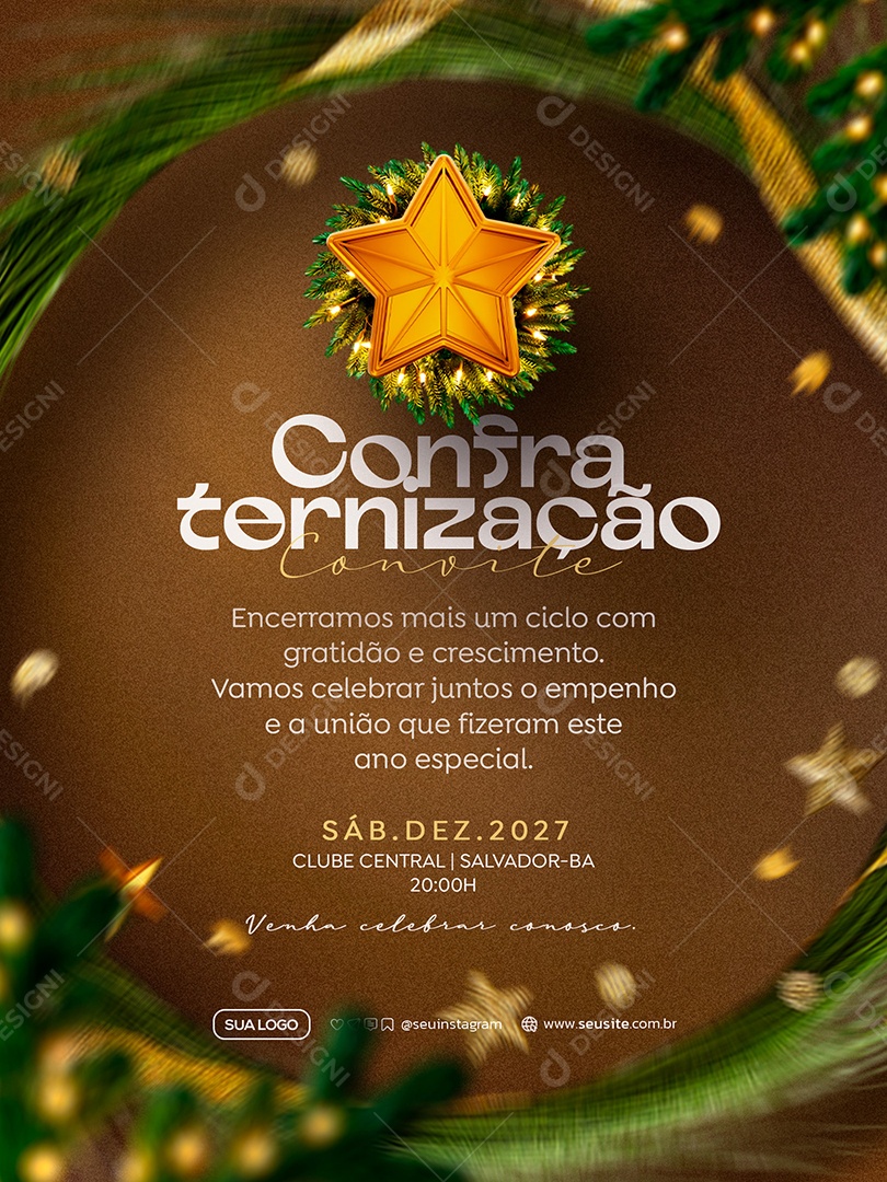 Convite de Confraternização Social Media PSD Editável