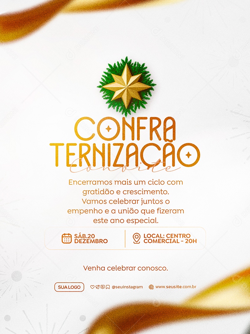 Convite de Confraternização Social Media PSD Editável