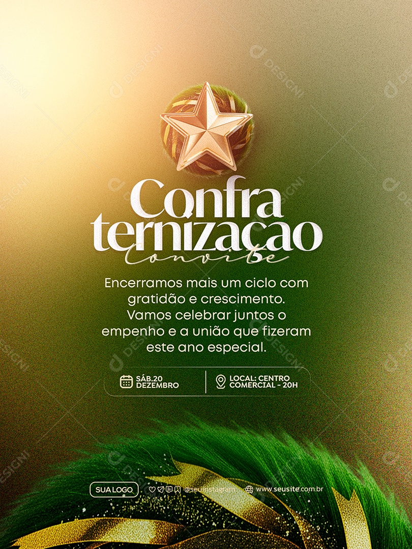 Convite de Confraternização Social Media PSD Editável