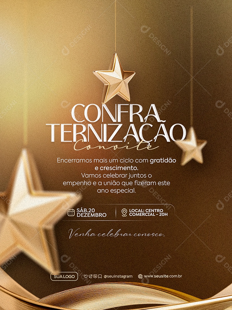 Convite de Confraternização Social Media PSD Editável