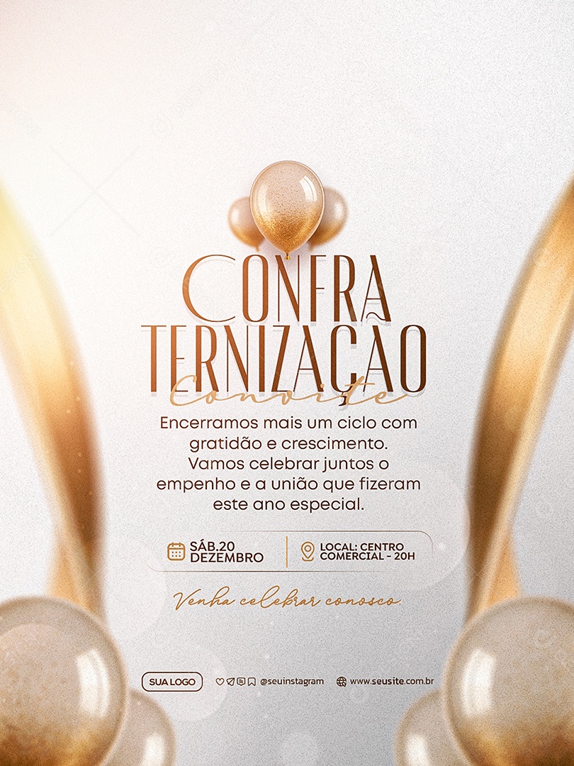 Convite de Confraternização Social Media PSD Editável