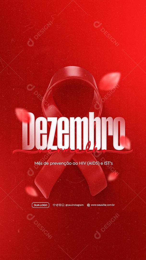 Story Dezembro Vermelho Mês de Prevenção a HIV Aids Media PSD Editável