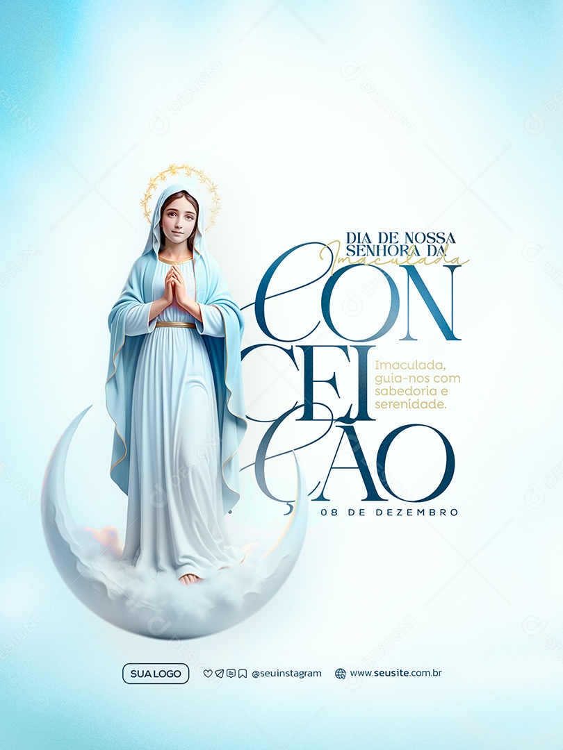 Dia de Nossa Senhora Da Imaculada Conceição 8 de Dezembro Social Media PSD Editável