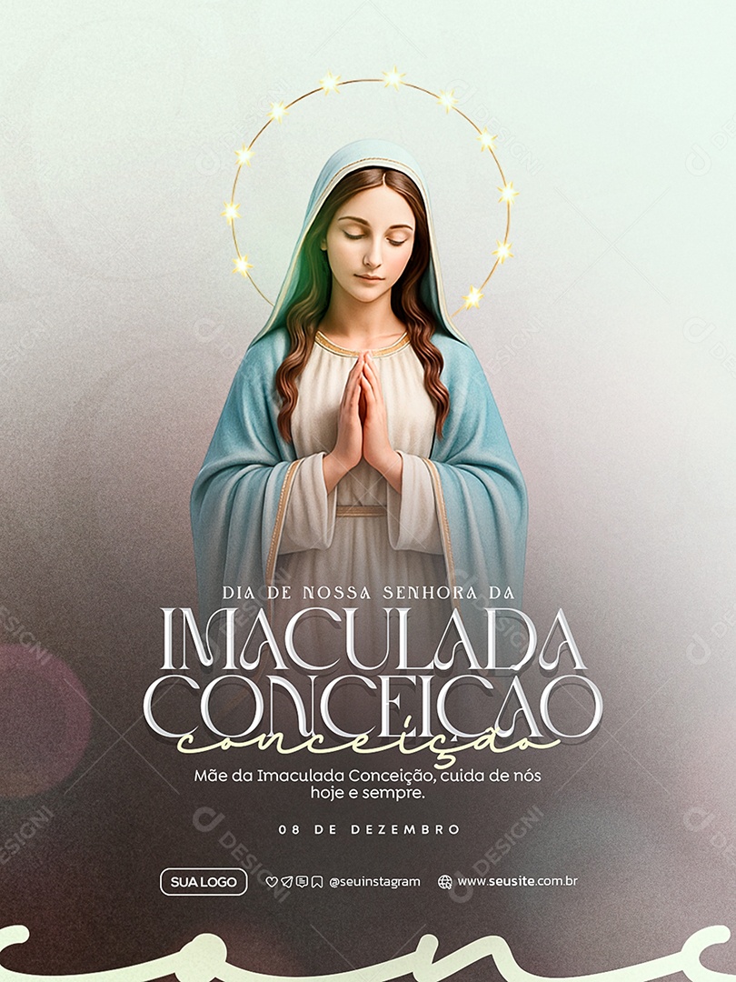 Dia de Nossa Senhora Da Imaculada Conceição 8 de Dezembro Social Media PSD Editável