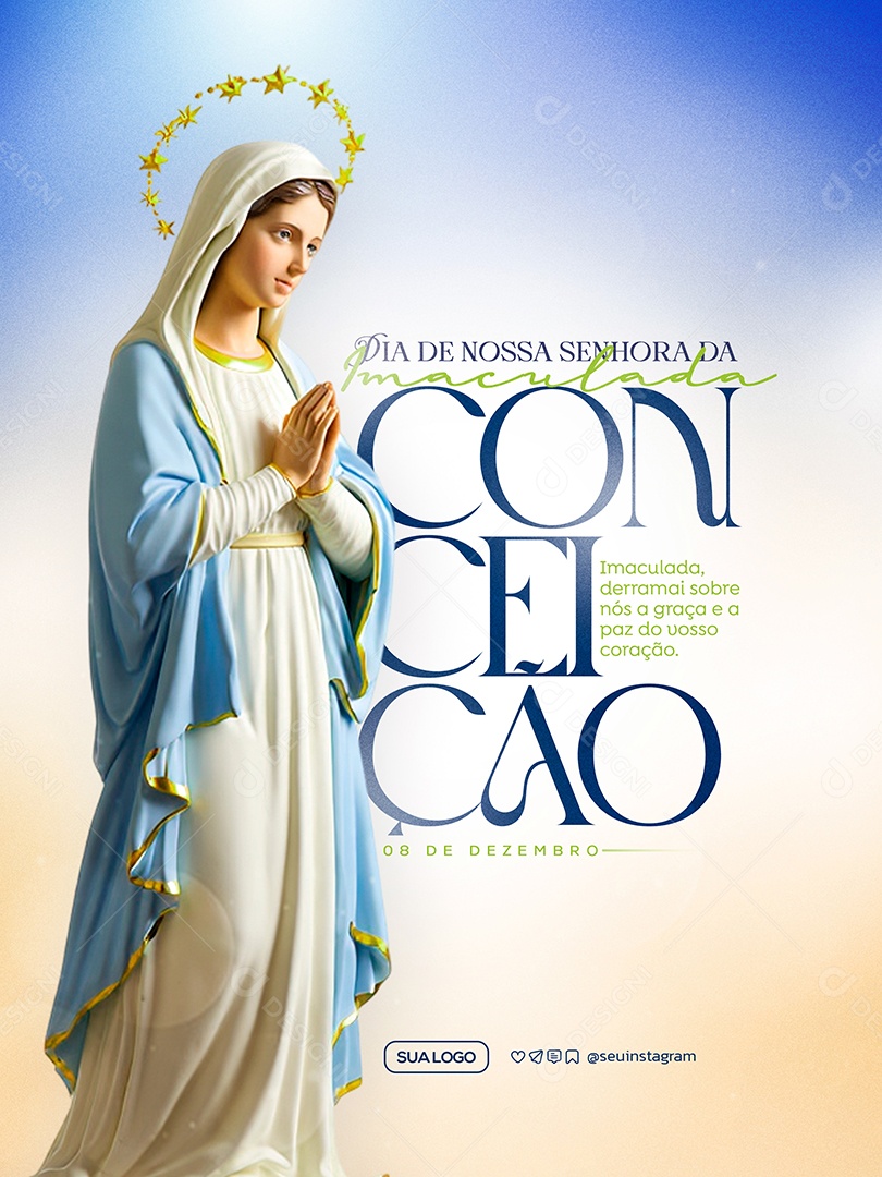 Dia de Nossa Senhora Da Imaculada Conceição 8 de Dezembro Social Media PSD Editável