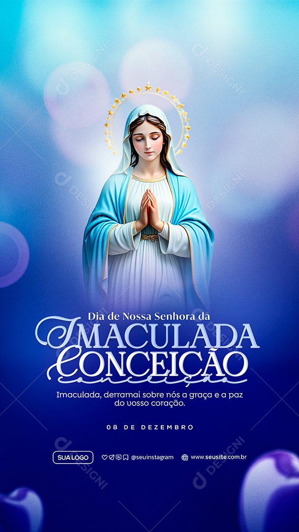 Story Dia de Nossa Senhora Da Imaculada Conceição 8 de Dezembro Social Media PSD Editável