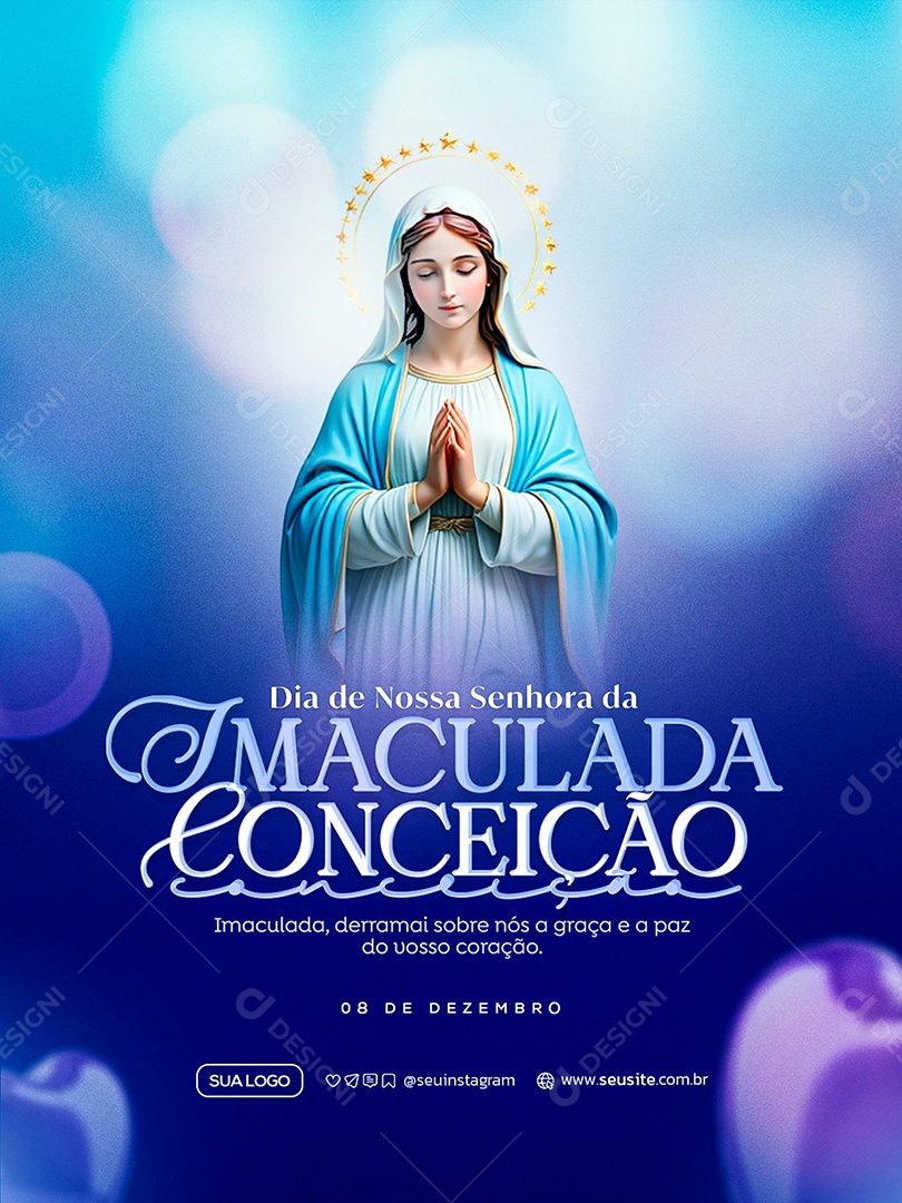 Dia de Nossa Senhora Da Imaculada Conceição 8 de Dezembro Social Media PSD Editável