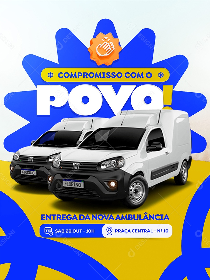 Prefeitura Entrega de Ambulância Social Media PSD Editável