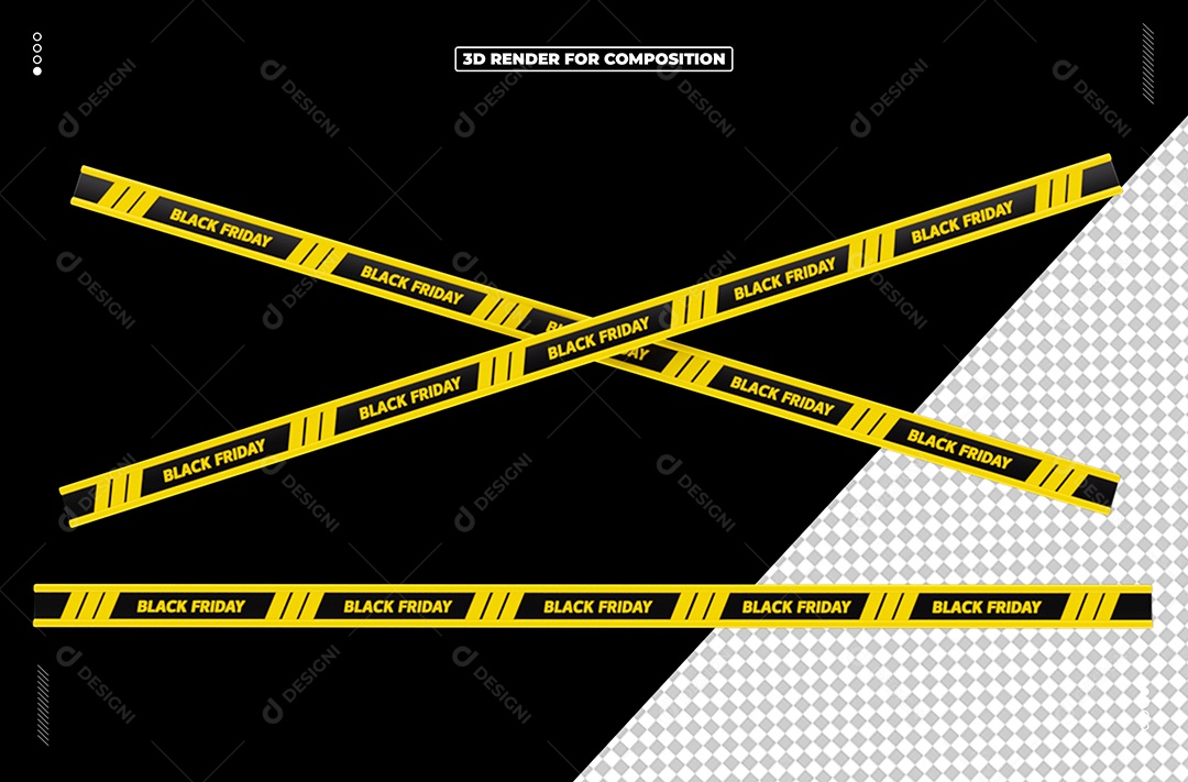 Faixas de Black Friday Elemento 3D para Composição PSD