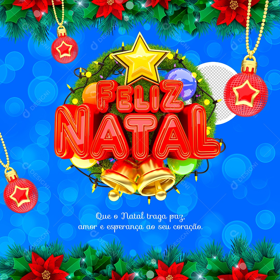 Feliz Natal Selo 3D para Composição PSD