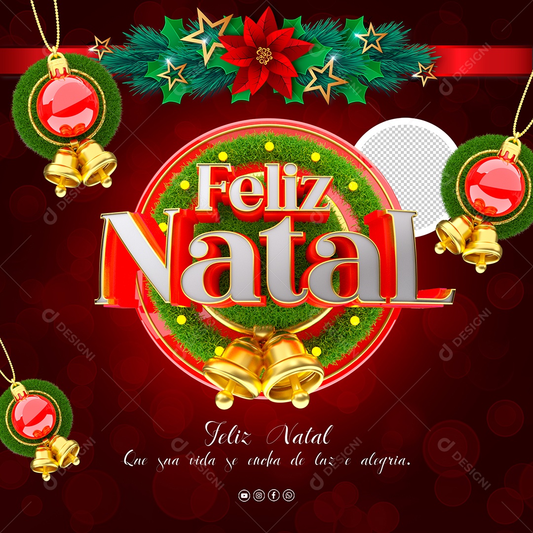 Feliz Natal Selo 3D para Composição PSD