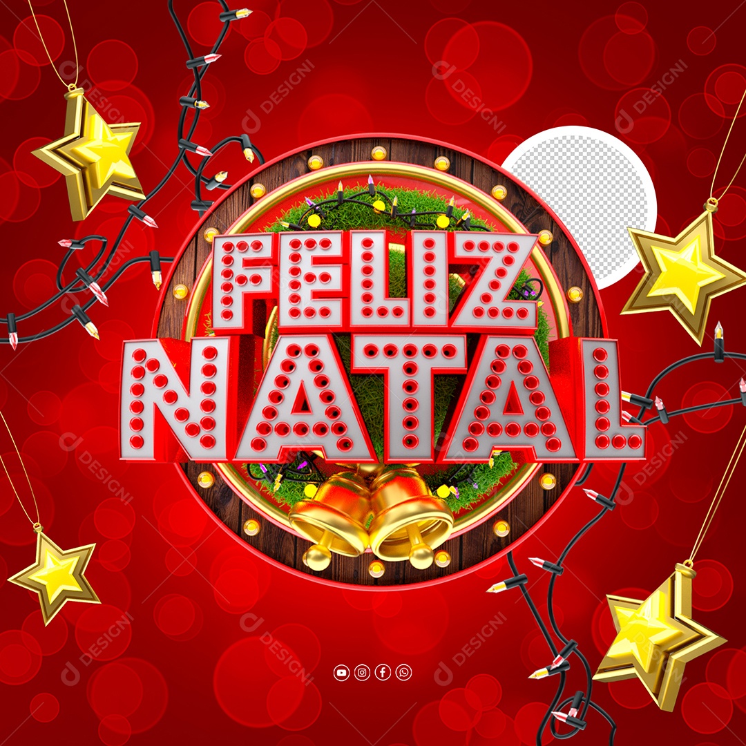 Feliz Natal Selo 3D para Composição PSD