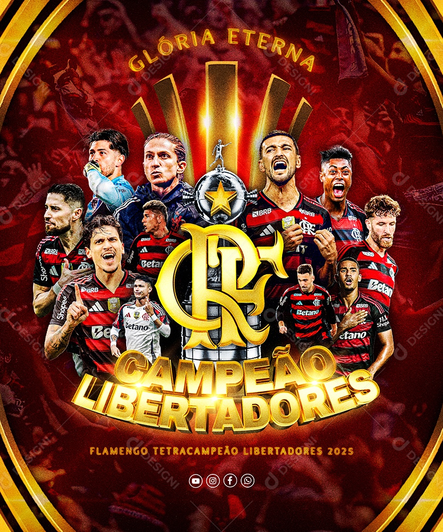 Libertadores Flamengo Campeão Libertadores Glória Eterna Social Media PSD Editável