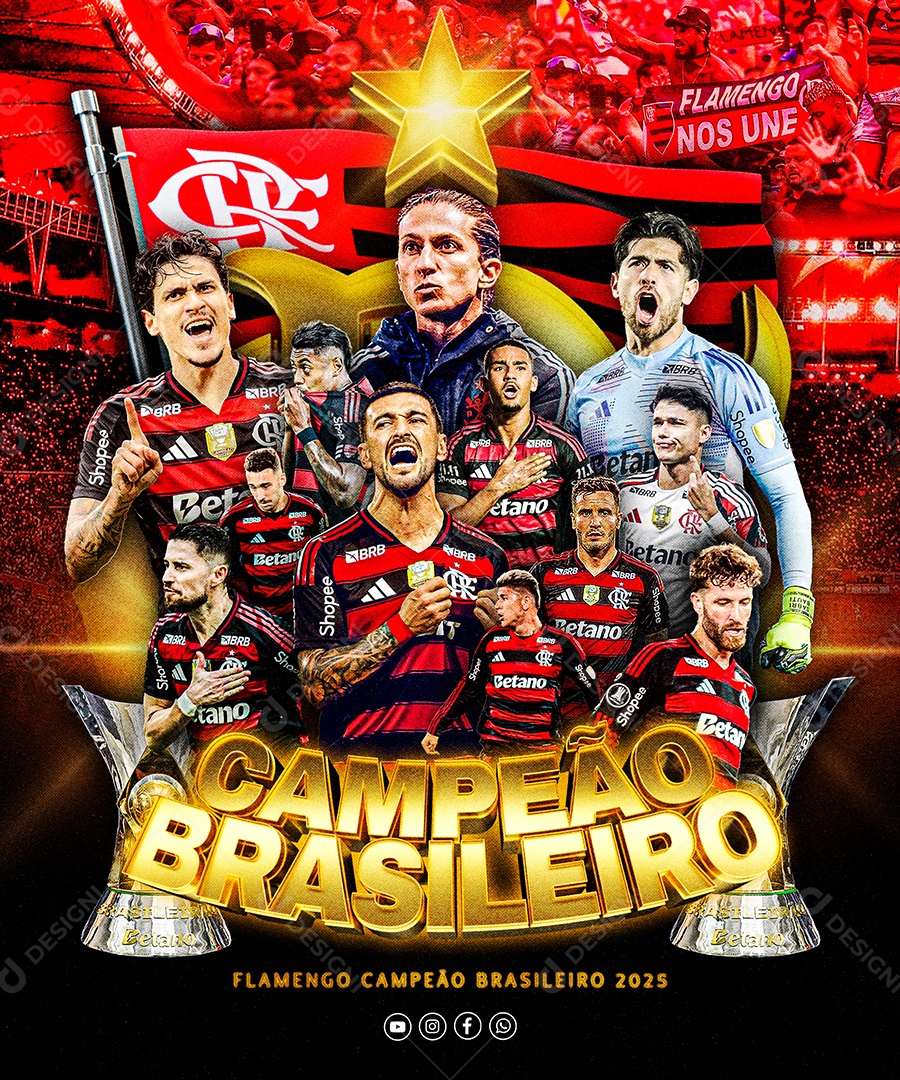 Libertadores Flamengo Campeão Brasileiro ocial Media PSD Editável