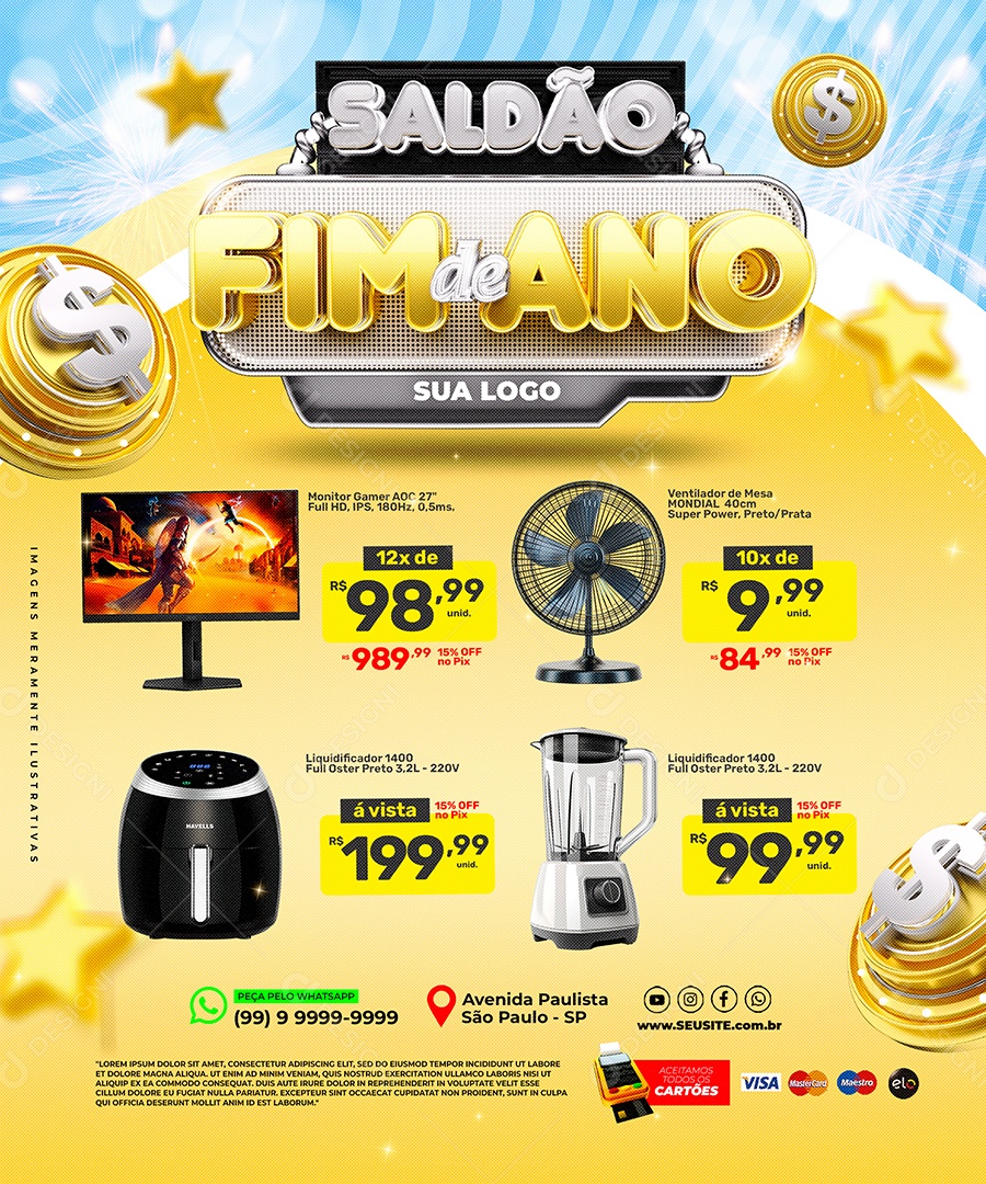 Saldão Fim de Ano Loja de Eletrodomésticos Promoção Social Media PSD Editável
