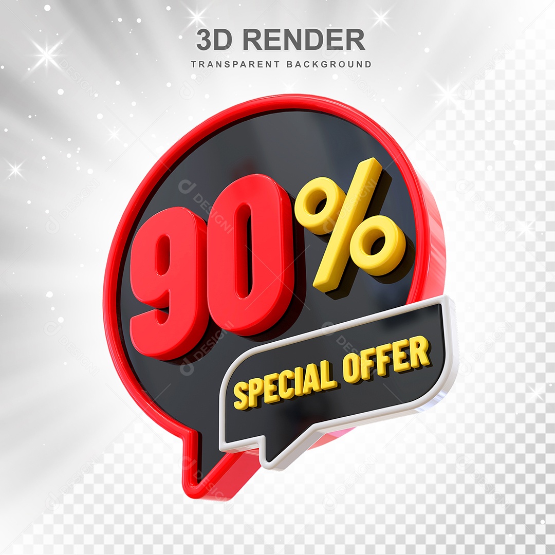 Número 80% Elemento 3D Vermelho Amarelo E Branco para Composição PSD