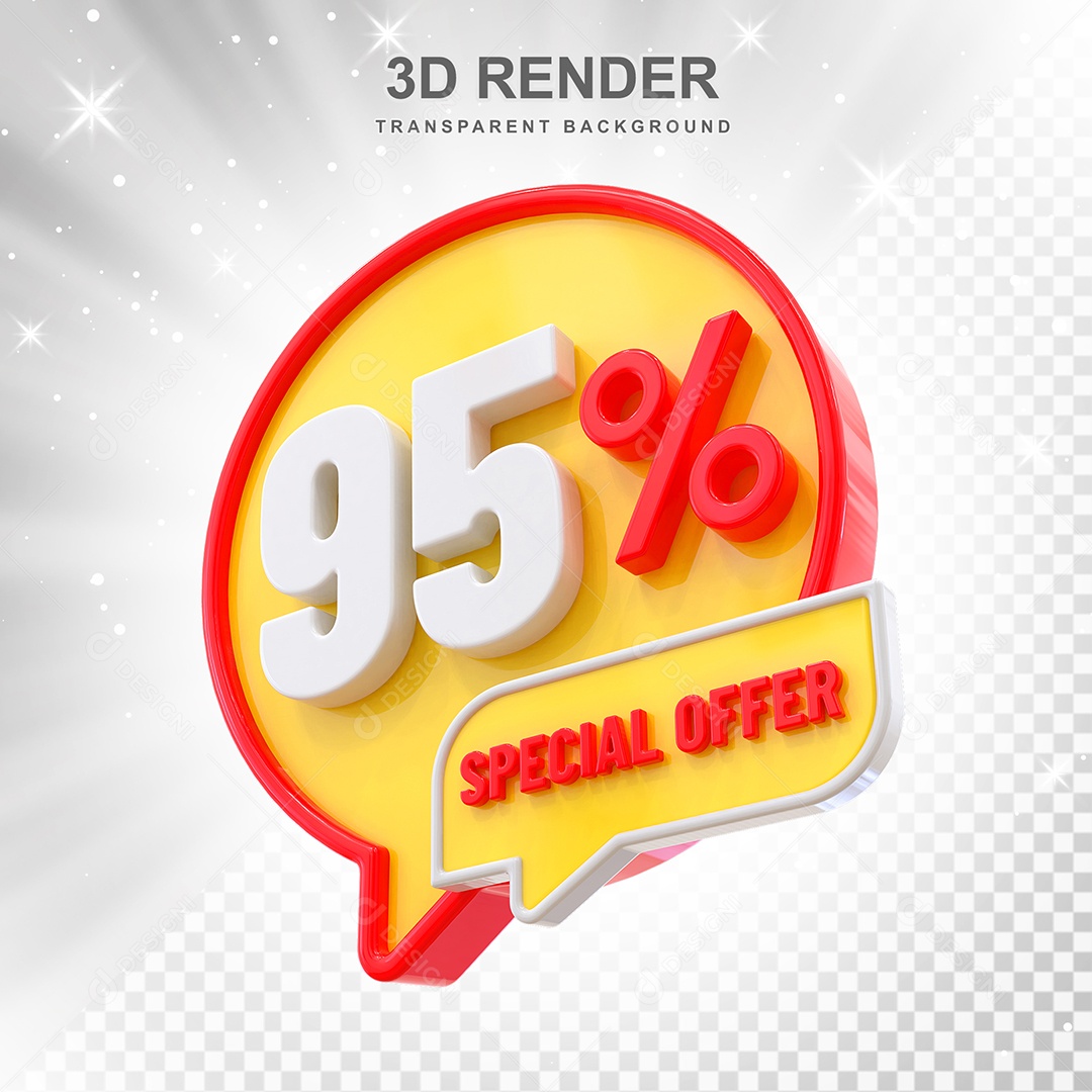 Número 40% Elemento 3D Vermelho Amarelo E Branco para Composição PSD