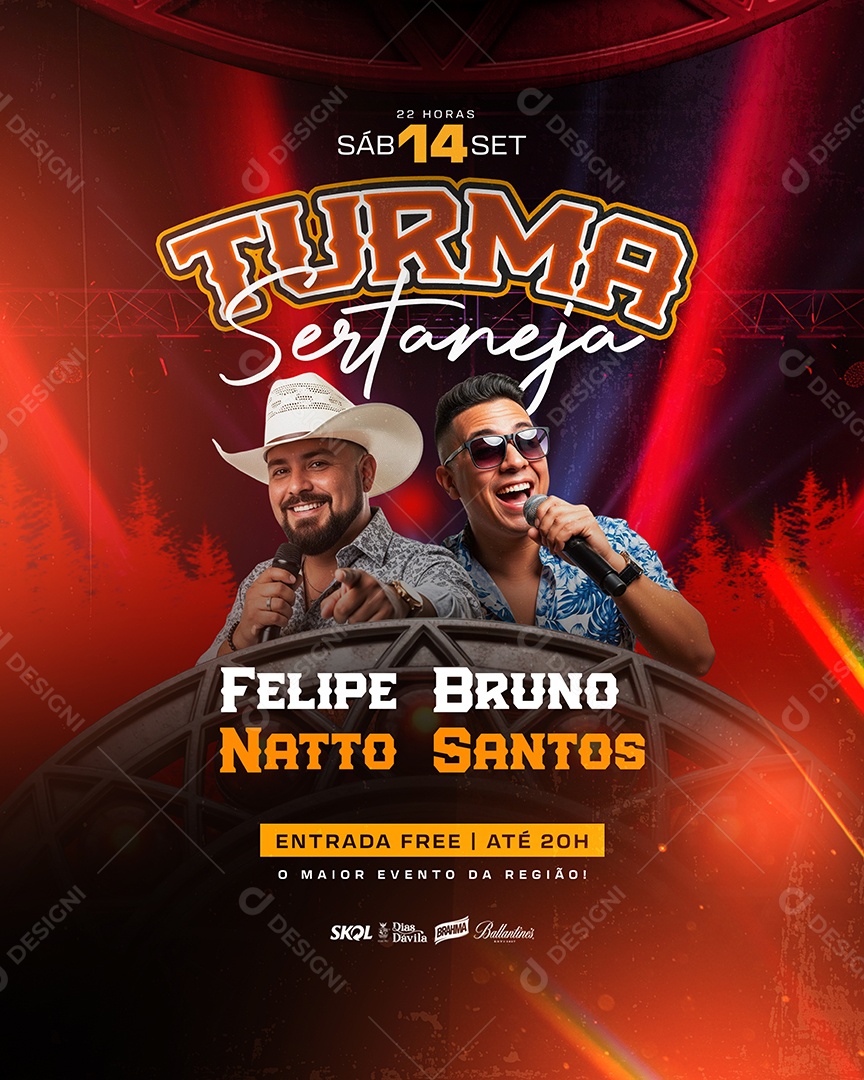 Flyer para Evento Show Artistas PSD Editável