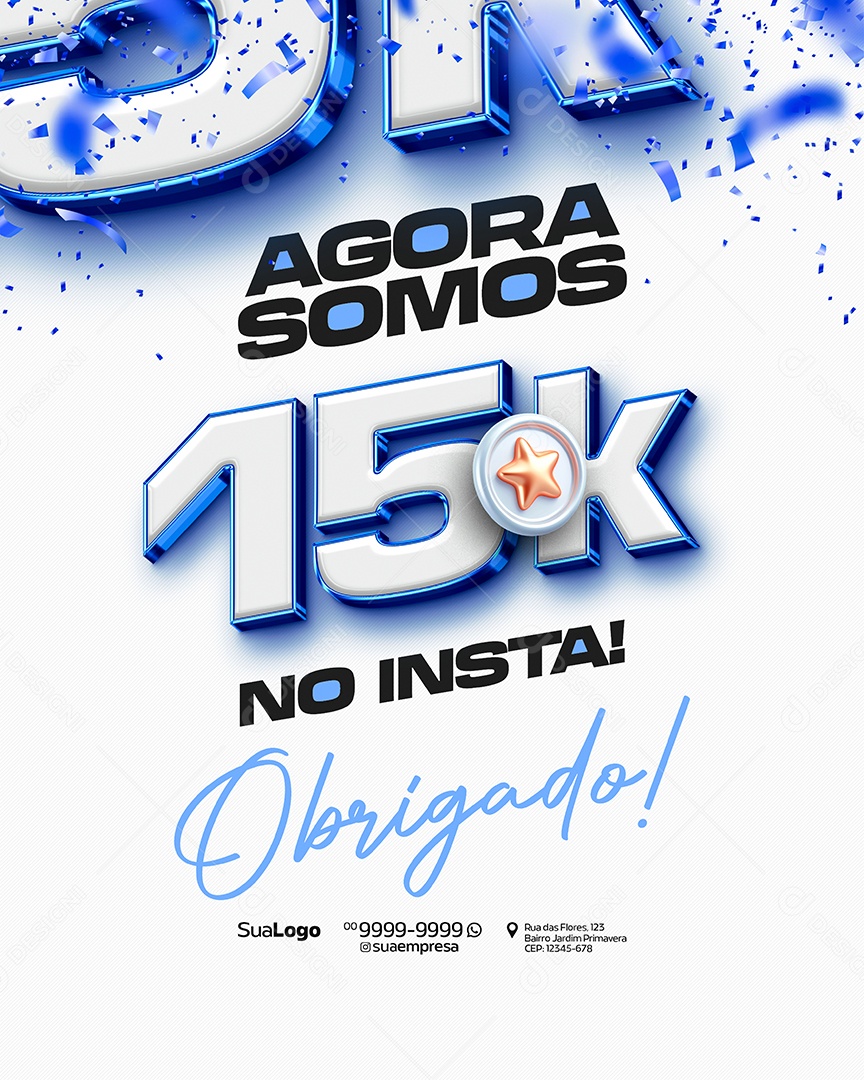 Social Media 15k de Seguidores no Instagram PSD Editável