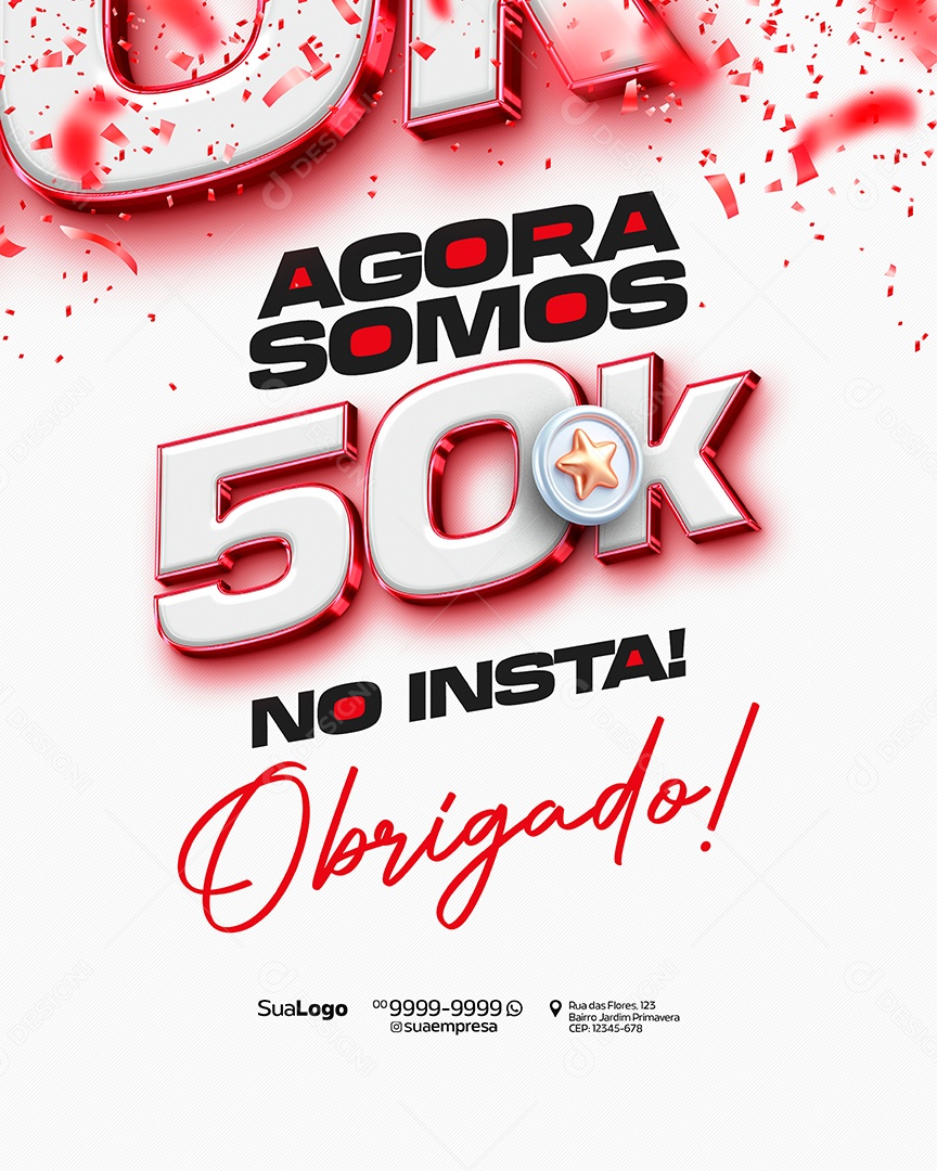 Social Media 50k de Seguidores no Instagram PSD Editável