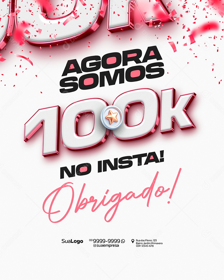 Social Media 100k de Seguidores no Instagram PSD Editável