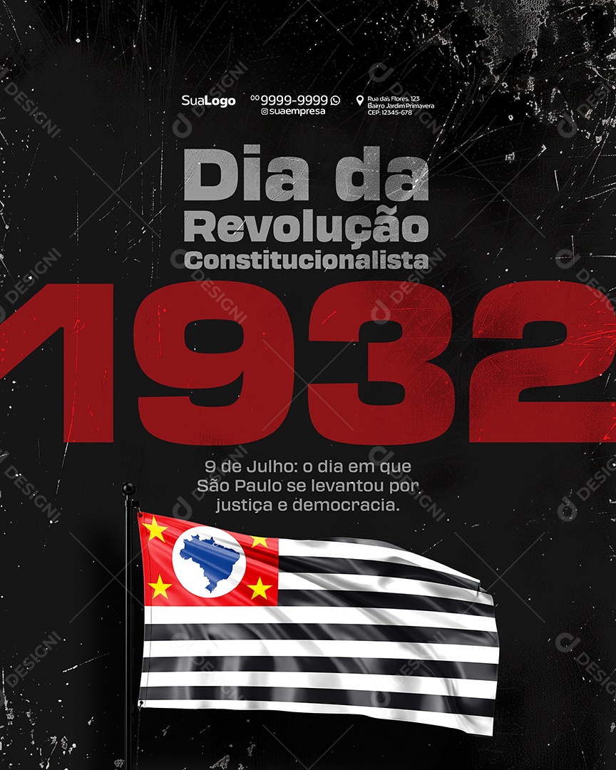 Social Media Dia da Revolução Constitucionalista 1932 PSD Editável