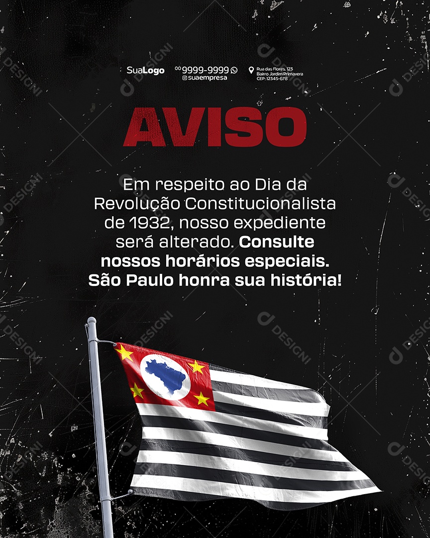 Social Media Dia da Revolução Constitucionalista 1932 PSD Editável