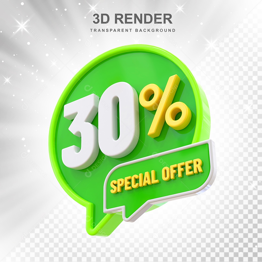 Número 95% Elemento 3D Verde Amarelo E Branco para Composição PSD