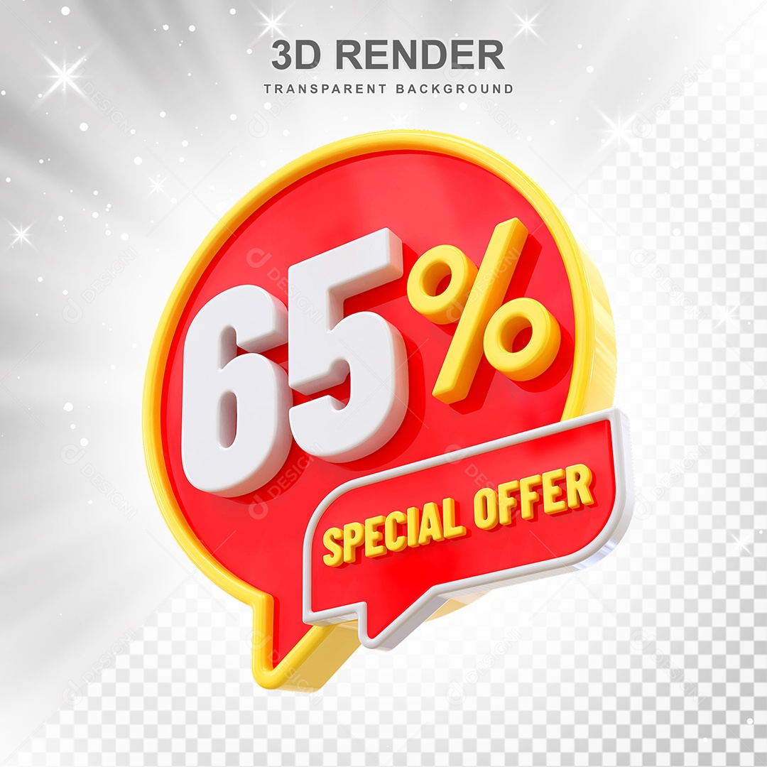 Número 95% Elemento 3D Amarelo Vermelho E Branco para Composição PSD