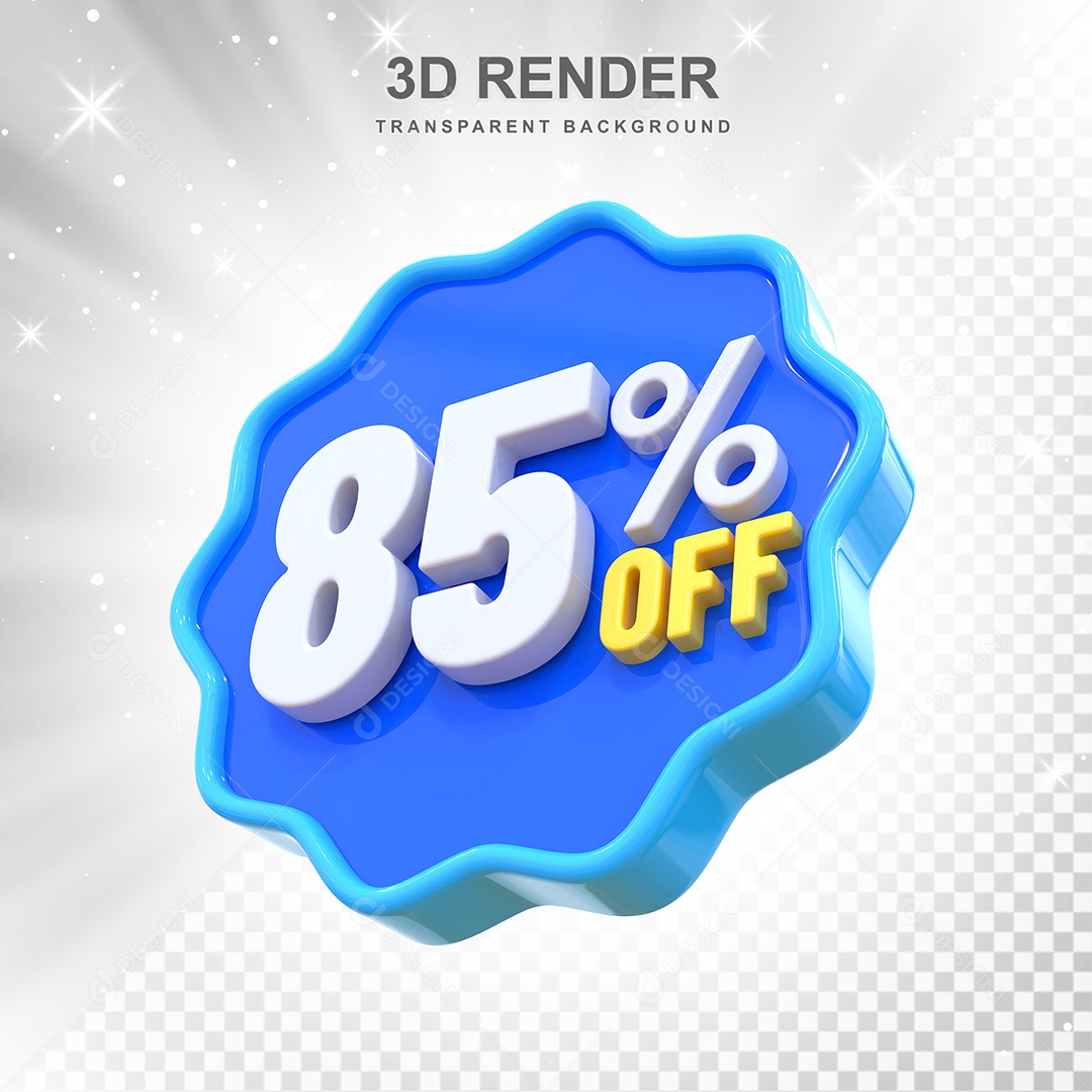 Número 85% Elemento 3D Azul E Branco para Composição PSD