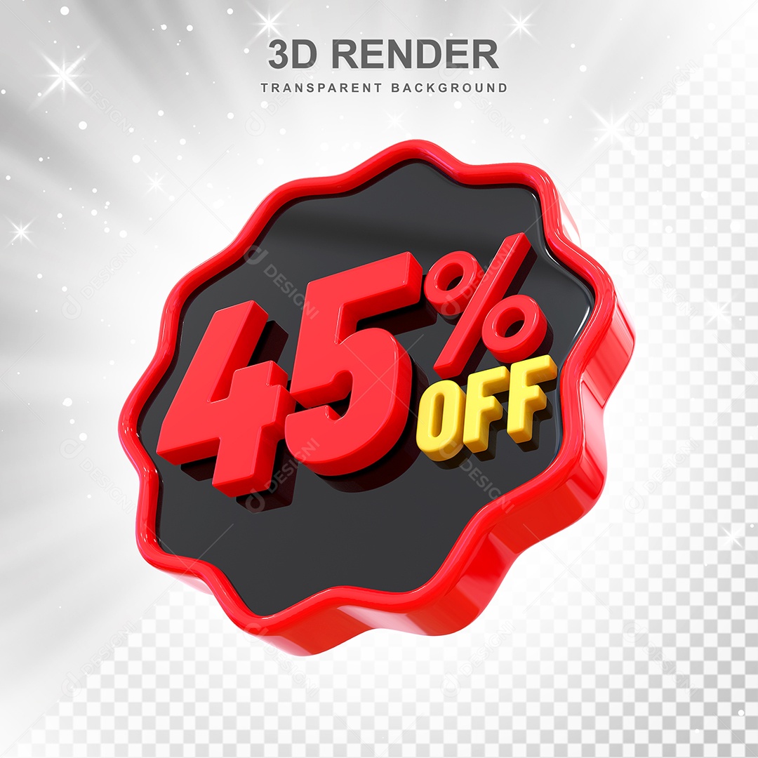 Número 35% Elemento 3D Preto Vermelho E Branco para Composição PSD