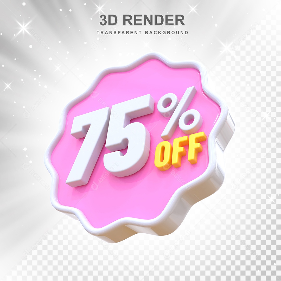 Número 755% Elemento 3D Rosa E Branco para Composição PSD