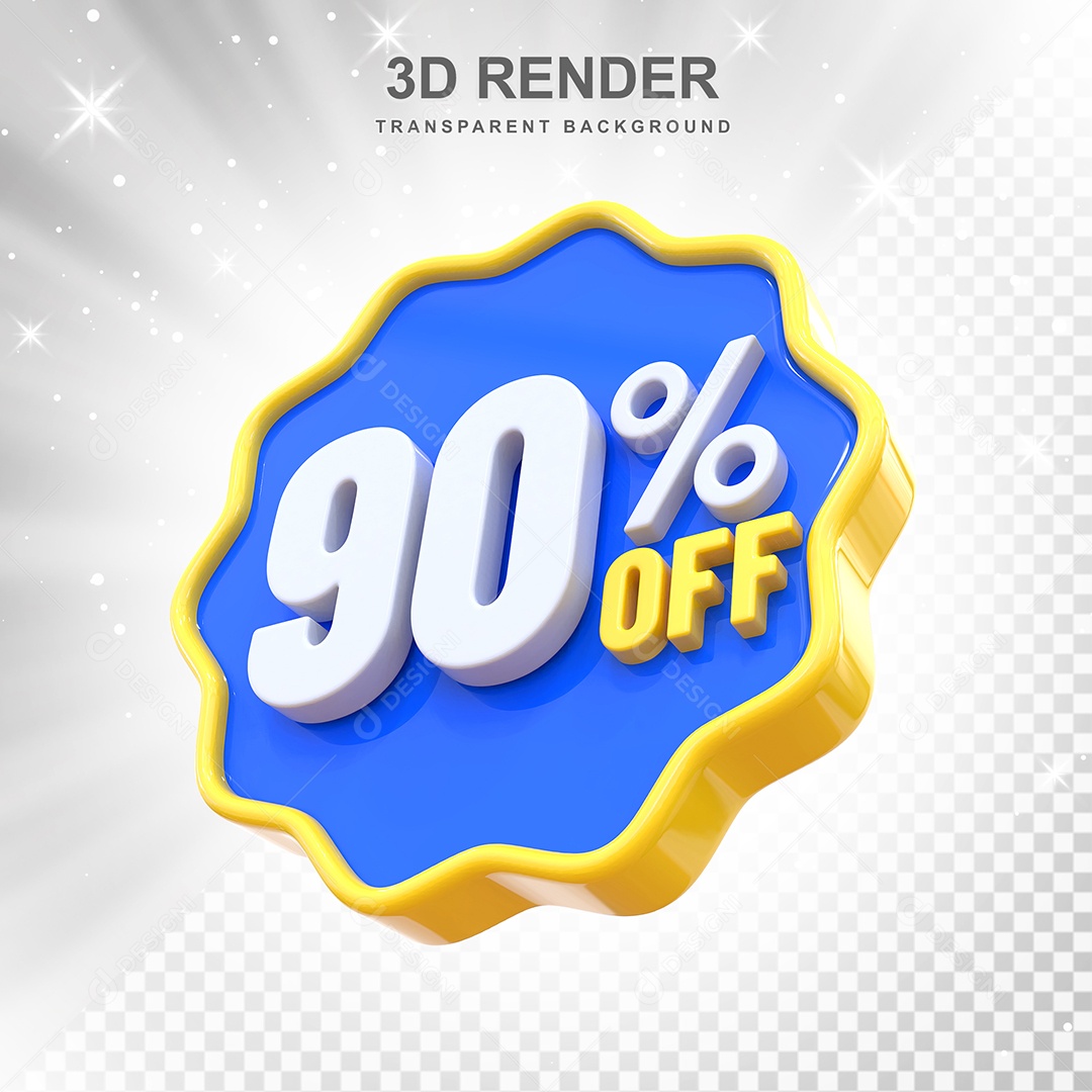 Número 95% Elemento 3D Amarelo Azul E Branco para Composição PSD