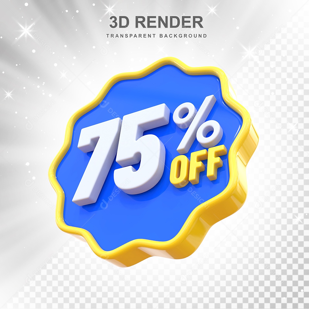 Número 95% Elemento 3D Amarelo Azul E Branco para Composição PSD