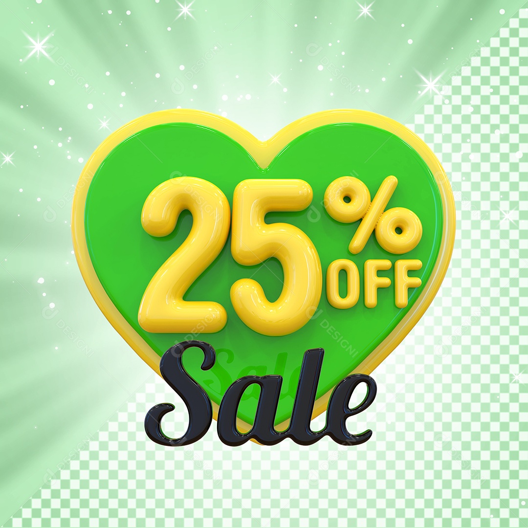 Número 40% Elemento 3D Amarelo E Verde para Composição PSD