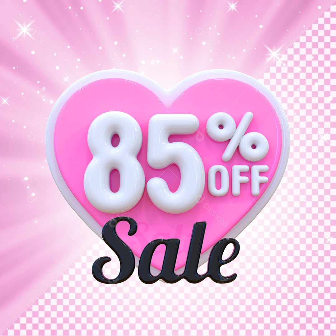 Número 95% Elemento 3D Branco E Rosa para Composição PSD