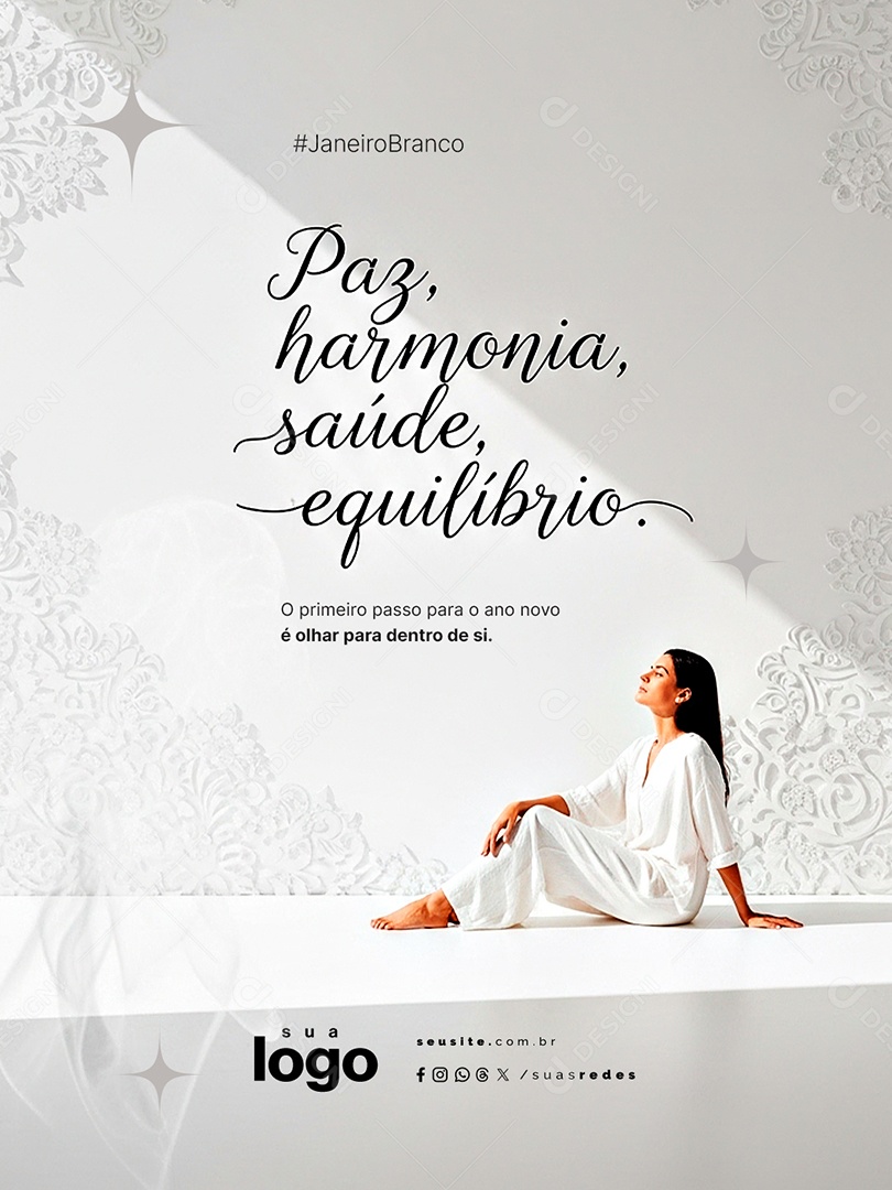 Janeiro Branco Paz Harmonia Saúde Equilíbrio Social Media PSD Editável