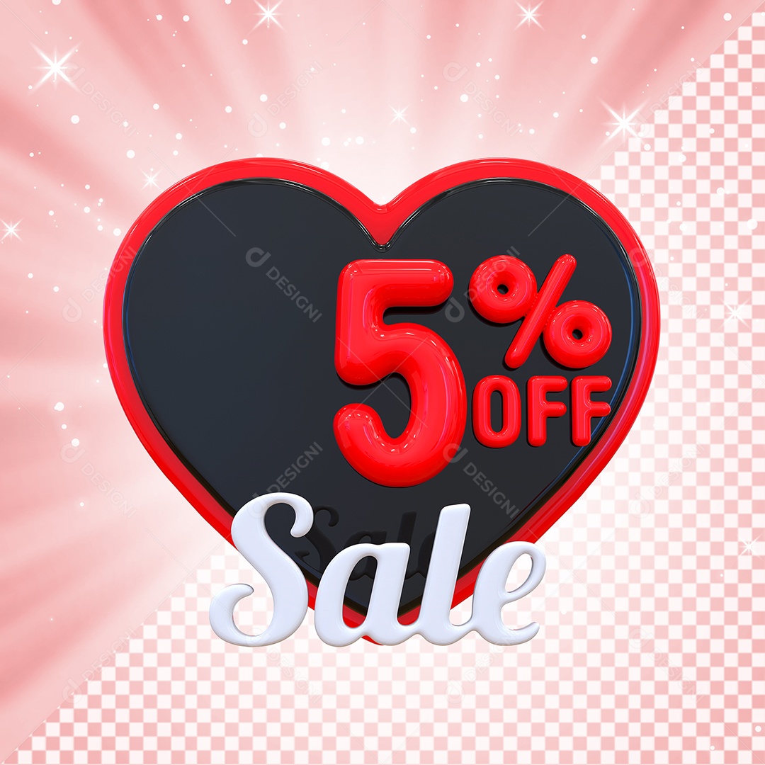 Número 5% Elemento 3D Vermelho E Preto para Composição PSD