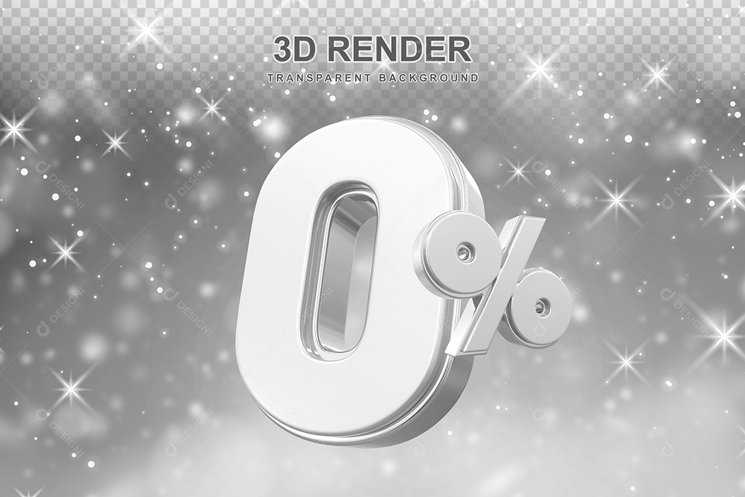 Número de Desconto 0% Elemento 3D Prata para Composição PSD