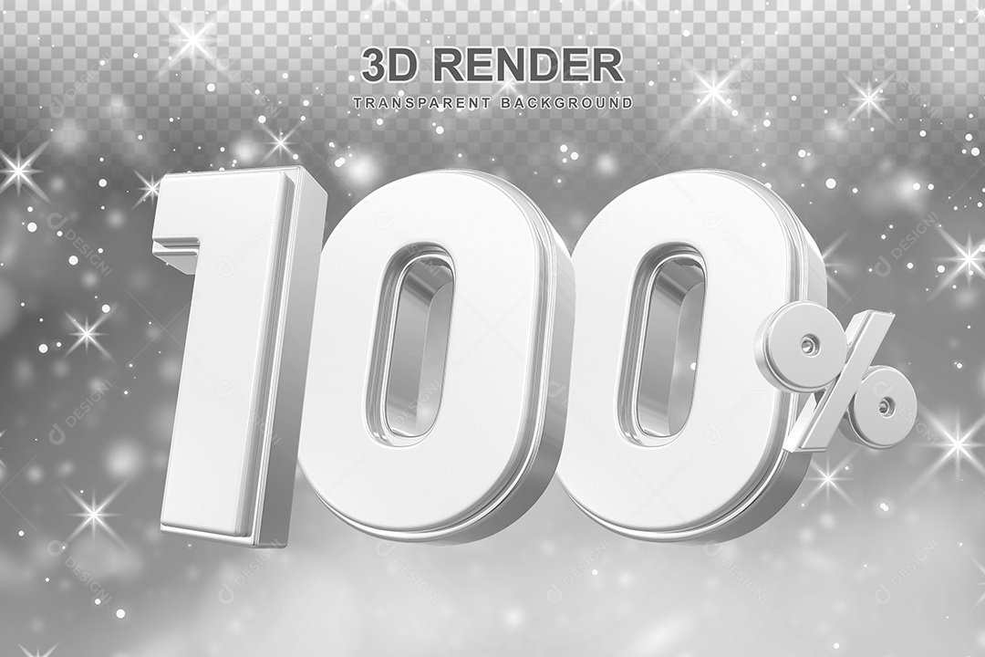 Número de Desconto 100% Elemento 3D Prata para Composição PSD