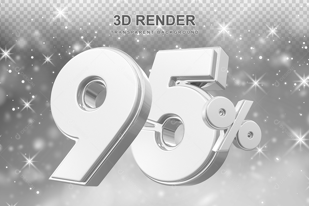Número de Desconto 95% Elemento 3D Prata para Composição PSD