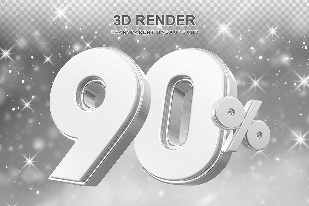 Número de Desconto 6% Elemento 3D Prata para Composição PSD